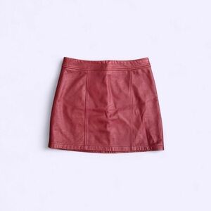 Gianni Bini Red Genuine Leather Mini Skirt XS Statement Piece